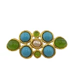 Blue Yellow Gold Chanel Brooch