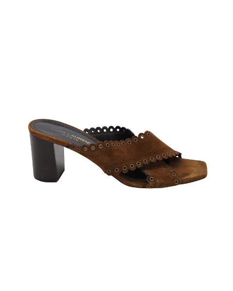 Brown Suede Saint Laurent Sandals