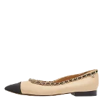 Beige Fabric Chanel Flats