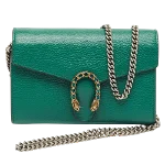 Green Leather Gucci Wallet on Chain