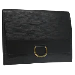 Black Leather Louis Vuitton Clutch