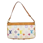 White Fabric Louis Vuitton Pochette Accessoires