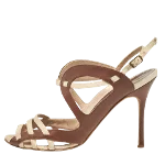 Brown Canvas Manolo Blahnik Sandals