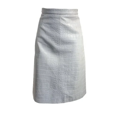 Grey Leather Valentino Skirt