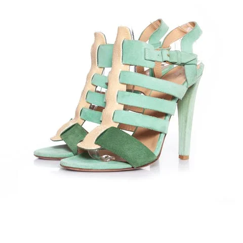 Green Suede Balenciaga Sandals