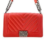 Red Leather Chanel Boy Bags