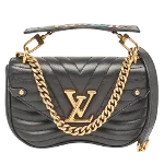 Black Leather Louis Vuitton New Wave