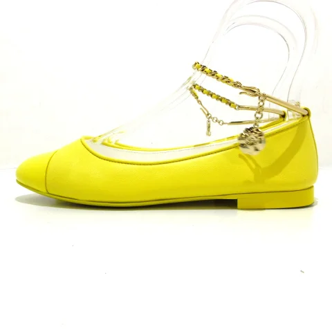 Yellow Leather Chanel Flats