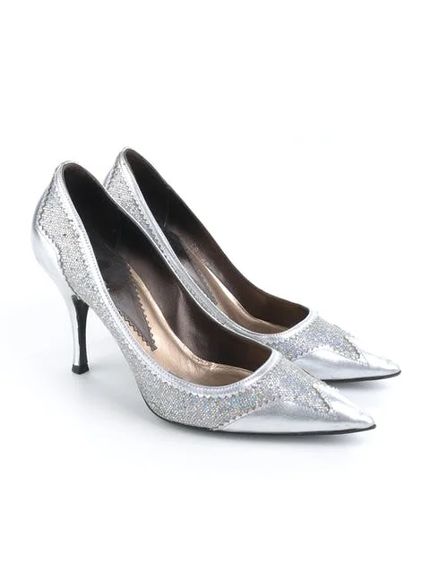 Silver Leather Armani Heels