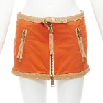 Orange Leather Dsquared2 Skirt