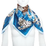 Blue Silk Cartier Scarf