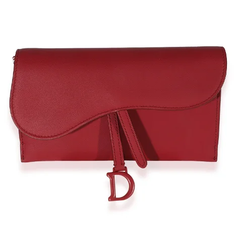 Red Leather Dior Saddle Bag