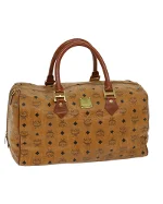 Brown Leather MCM Boston Bag