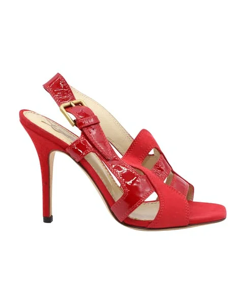 Red Leather Saint Laurent Sandals