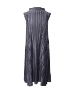 Silver Polyester Issey Miyake Pleats Dress