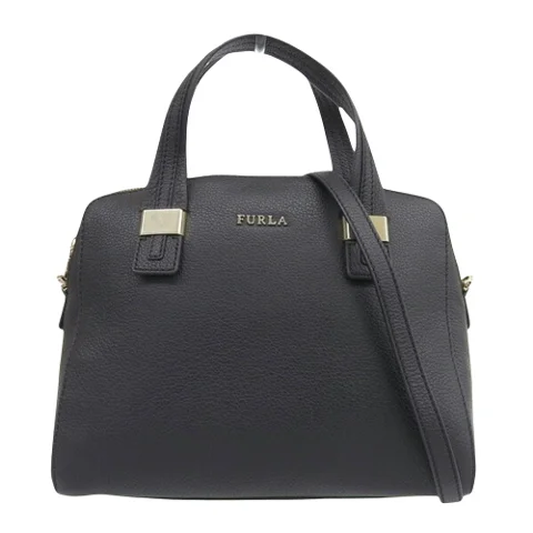 Black Leather Furla Handbag