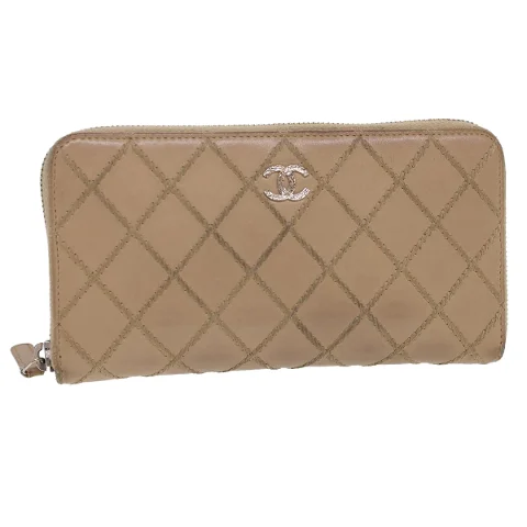 Beige Leather Chanel Wallet