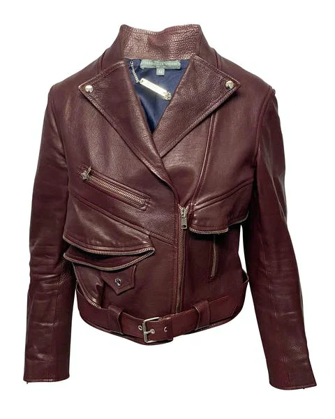 Burgundy Leather Alexander McQueen Jacket