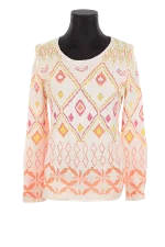 Multicolor Polyester Antik Batik Sweater