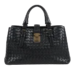 Black Leather Bottega Veneta Handbag