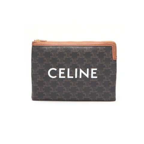 Brown Coated canvas Celine Clutch