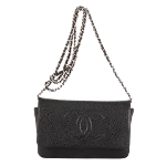 Black Leather Chanel Wallet on Chain