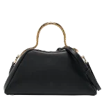 Black Leather Bvlgari Handbag