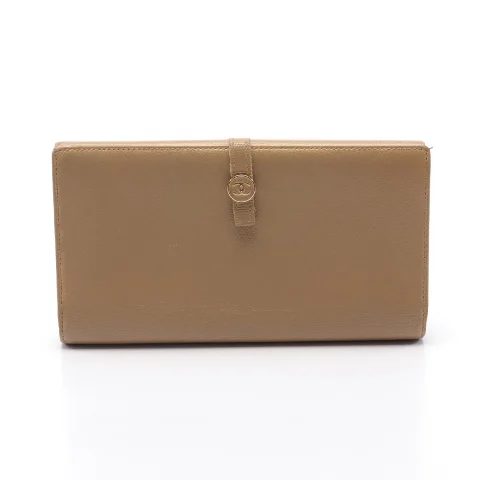 Beige Leather Chanel Wallet