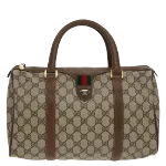 Beige Canvas Gucci Boston Bag