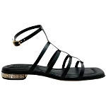 Black Leather Casadei Sandals