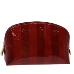 Red Leather Louis Vuitton Cosmetic Pouch