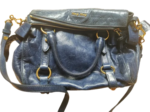 Blue Leather Miu Miu Crossbody Bag