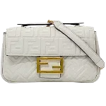 White Leather Fendi Baguette