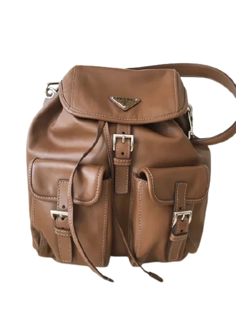 Brown Leather Prada Backpack