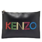 Black Leather Kenzo Clutch