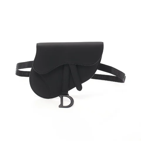 Black Leather Dior Saddle Bag
