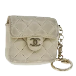 Beige Leather Chanel Key Holder