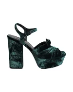 Green Velvet Saint Laurent Sandals