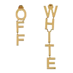 Gold Metal Off White Earrings