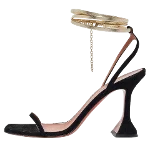 Black Leather Amina Muaddi Sandals