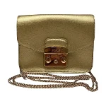 Gold Leather Furla Crossbody Bag