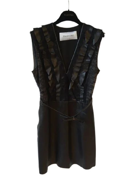Black Leather Valentino Dress