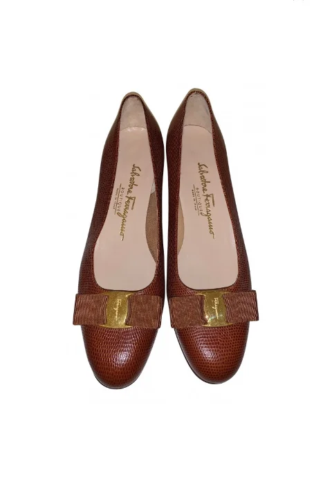 Brown Leather Salvatore Ferragamo Flats