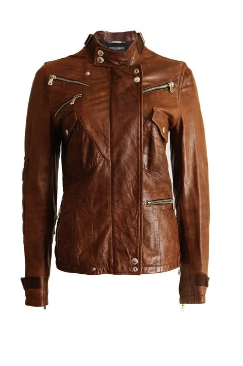 Brown Leather Dolce & Gabbana Jacket