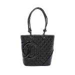 Black Leather Chanel Tote