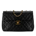 Black Leather Chanel Shoulder Bag