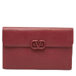 Burgundy Leather Valentino Pouch