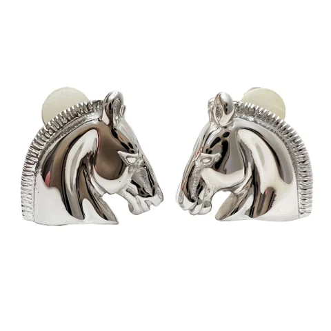 Silver Metal Hermes Earrings