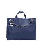 Blue Leather Chanel Shopper