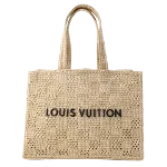 Beige Raffia Louis Vuitton Shopper